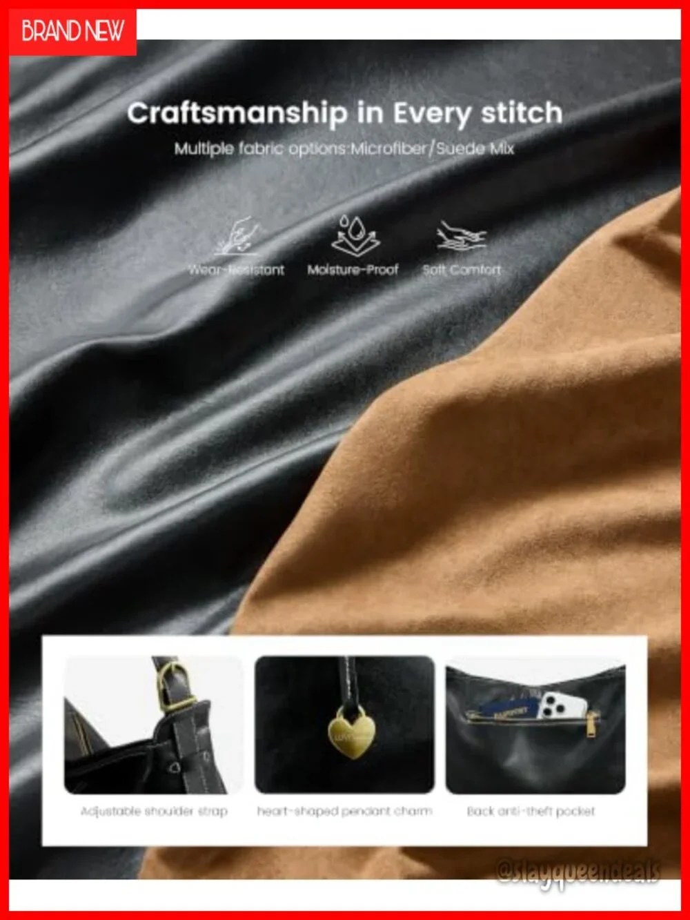 Faux Leather Hobo Tote Handbag for Women